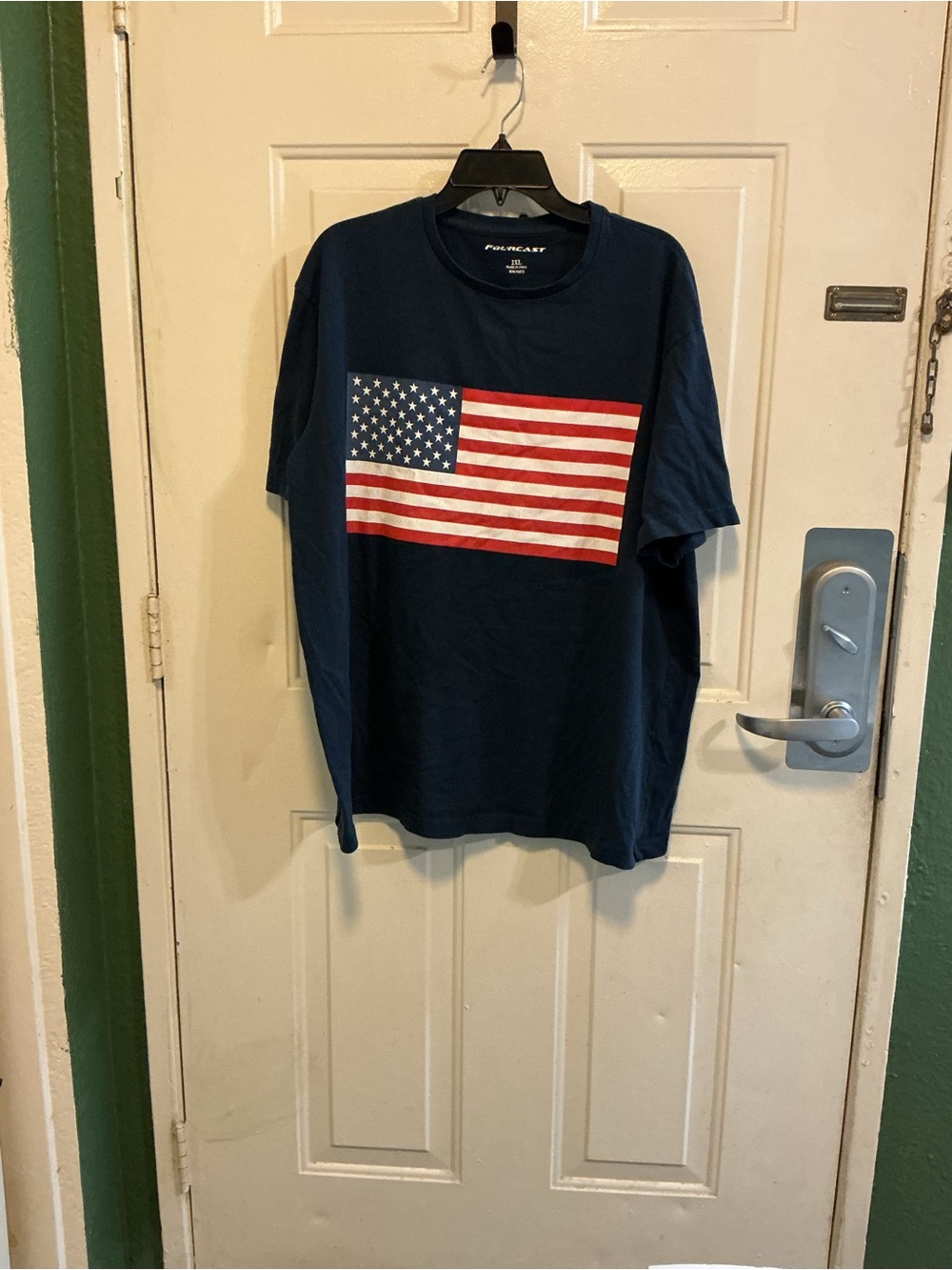 Forcast Navy Short-Sleeve T-Shirt with American Flag